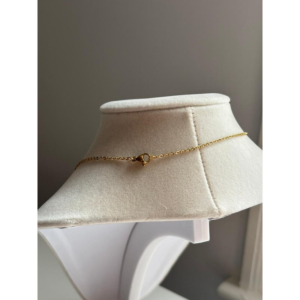 Gold Bar Necklace Minimal Curved Pendant Dainty Stainless Steel - Picture 5 of 5